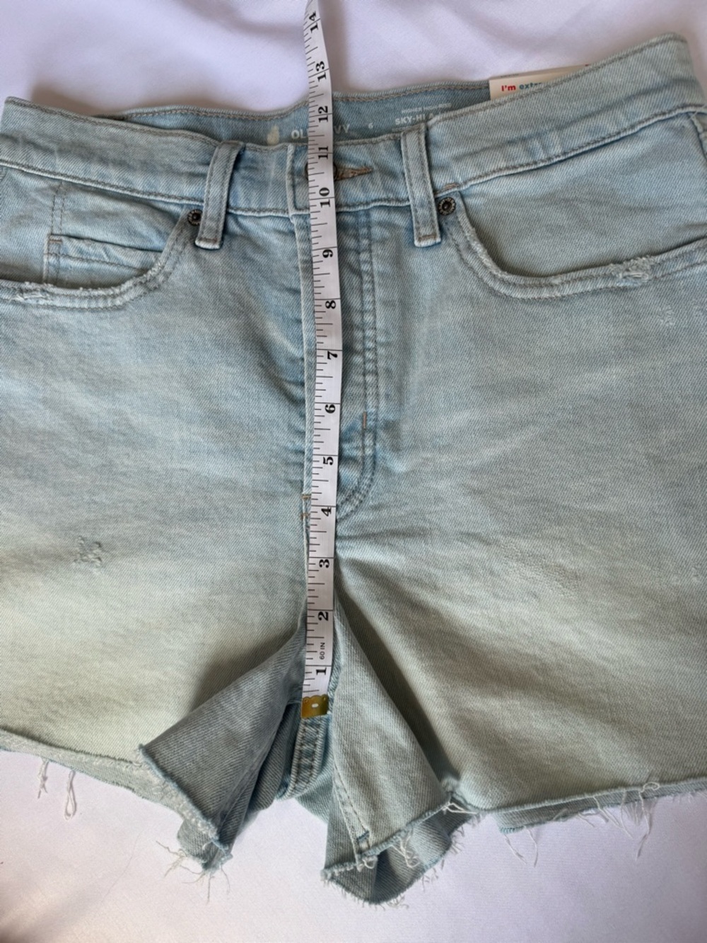 Old Navy Sky-Hi A-Line High Rise Button Fly Light Wash Denim Shorts Size 6 - Picture 9 of 11